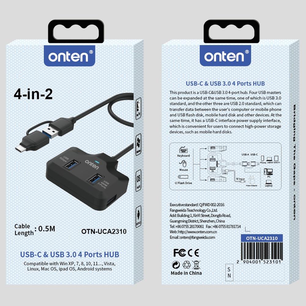 4-In-2 Usb-C / Type-C + Usb3.0 Docking Station