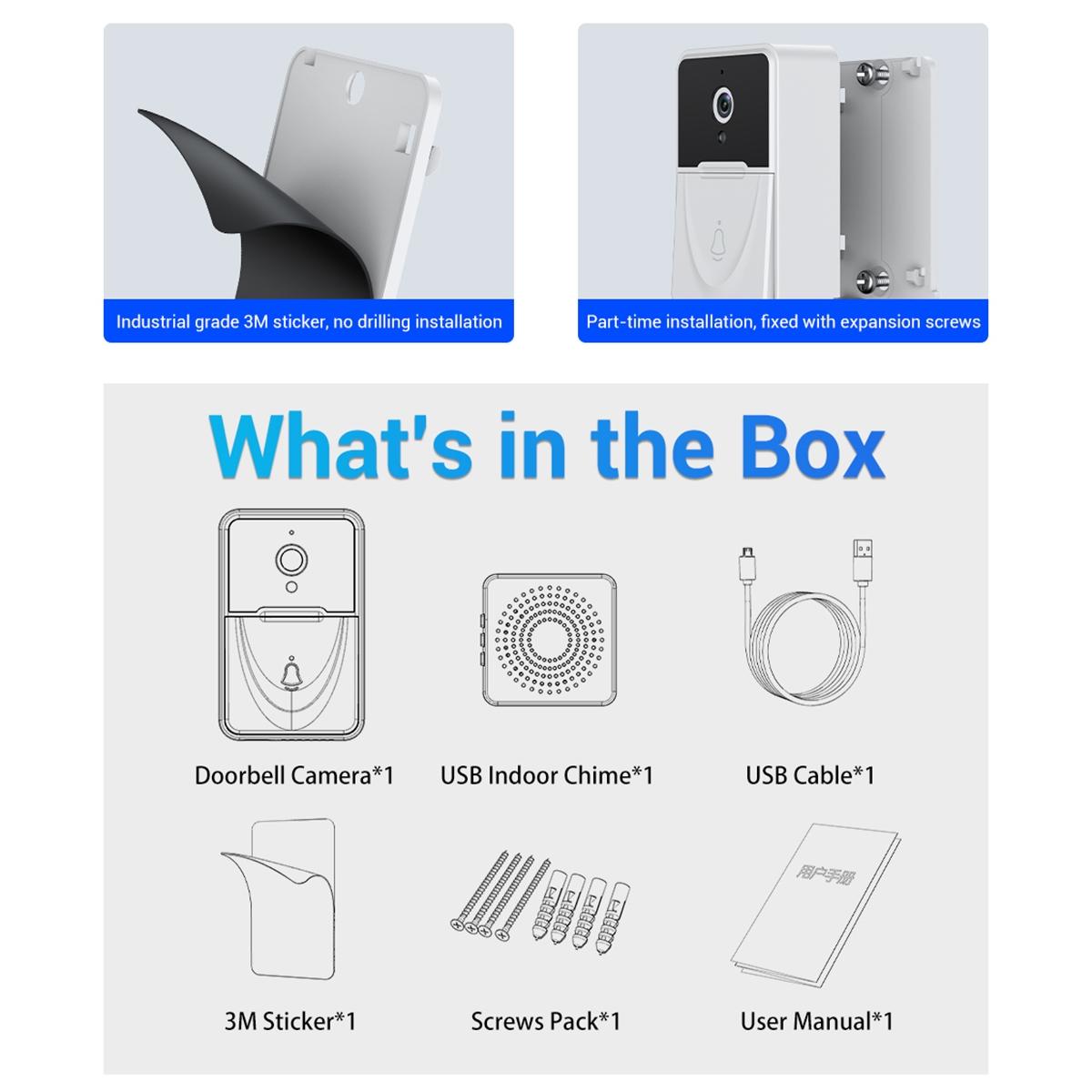 Wireless Doorbell Camera With App & Two-Way Voice & Cloud Storage - Compact