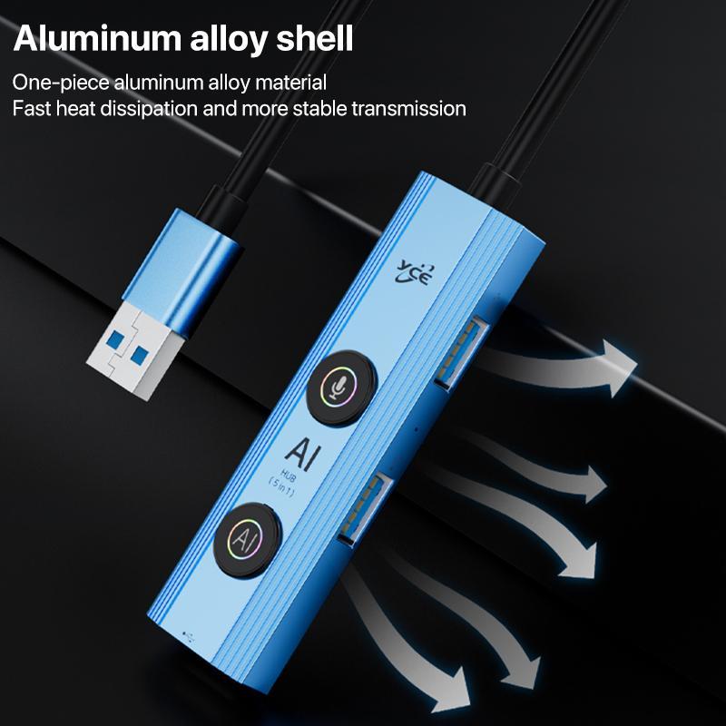 5-In-1 Usb3.0 Hub Adapter Docking Station Blue