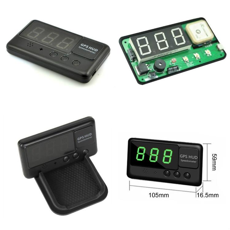 Universal Car Hud Speed Meter 3 Inch Projection Gps Display Black
