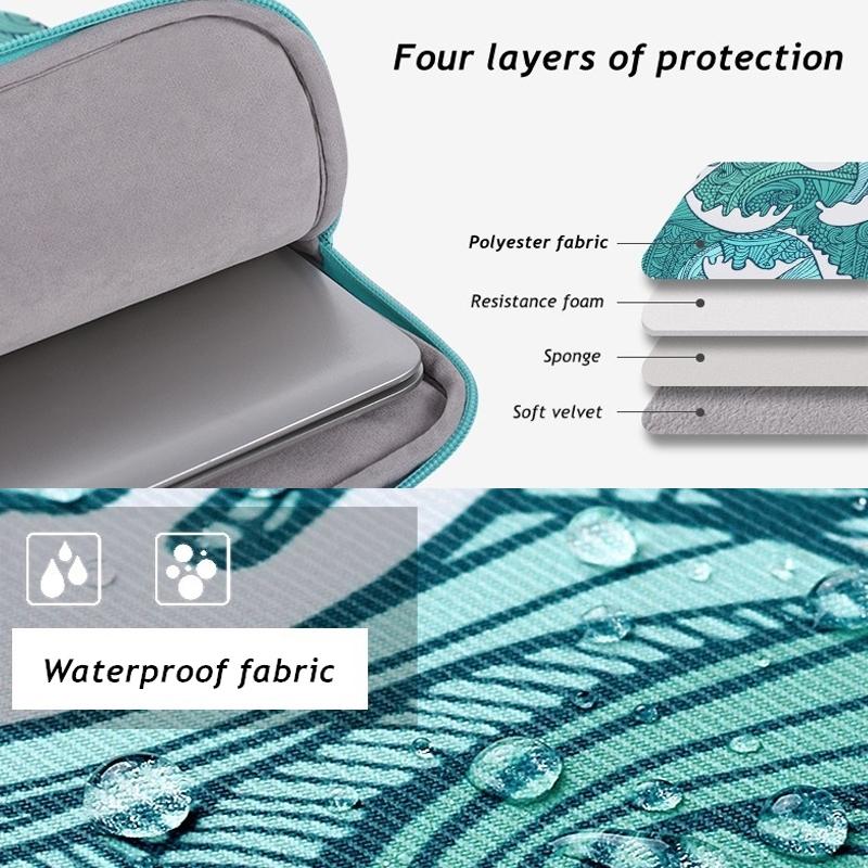 Green Wave 15 Laptop Sleeve in Pu Leather Print