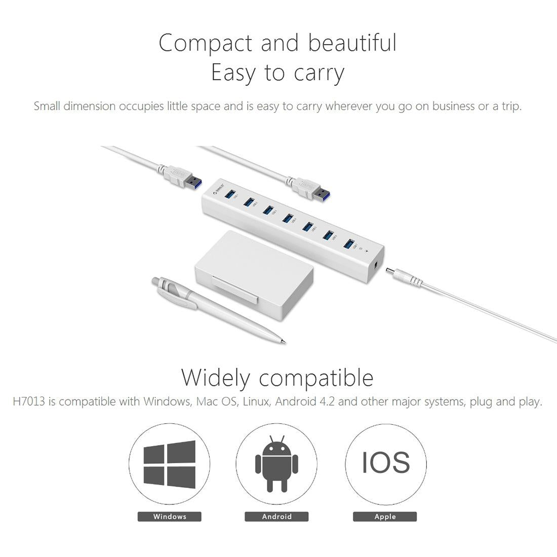 7-Port Usb 3.0 Desktop Hub With 1M Cable
