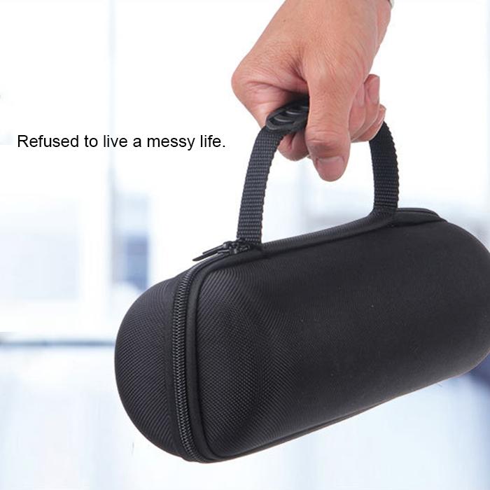 Portable Zipper Case for Jbl Charge 3 Speaker - Black Leather