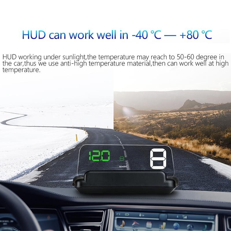 Virtual Hd Car Hud Display Speed Rpm Water Temp Oil Consumption Distance / Time Voltage Over Speed Alarm - Green