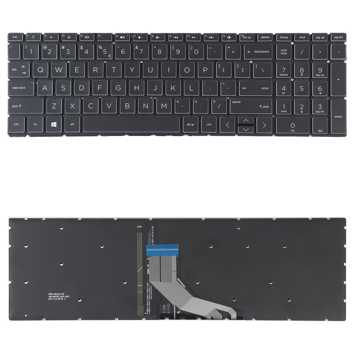 Backlit us Keyboard for Hp 15-da / Db Series - Silver