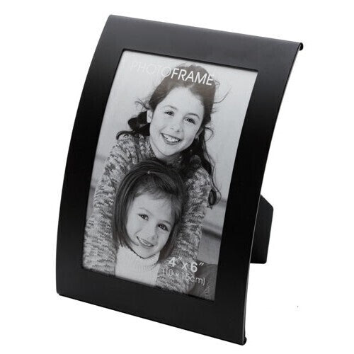 3x Curve Picture Photo Frame Curved Aluminium Portrait 10cm x 15cm (4"x6") - Black