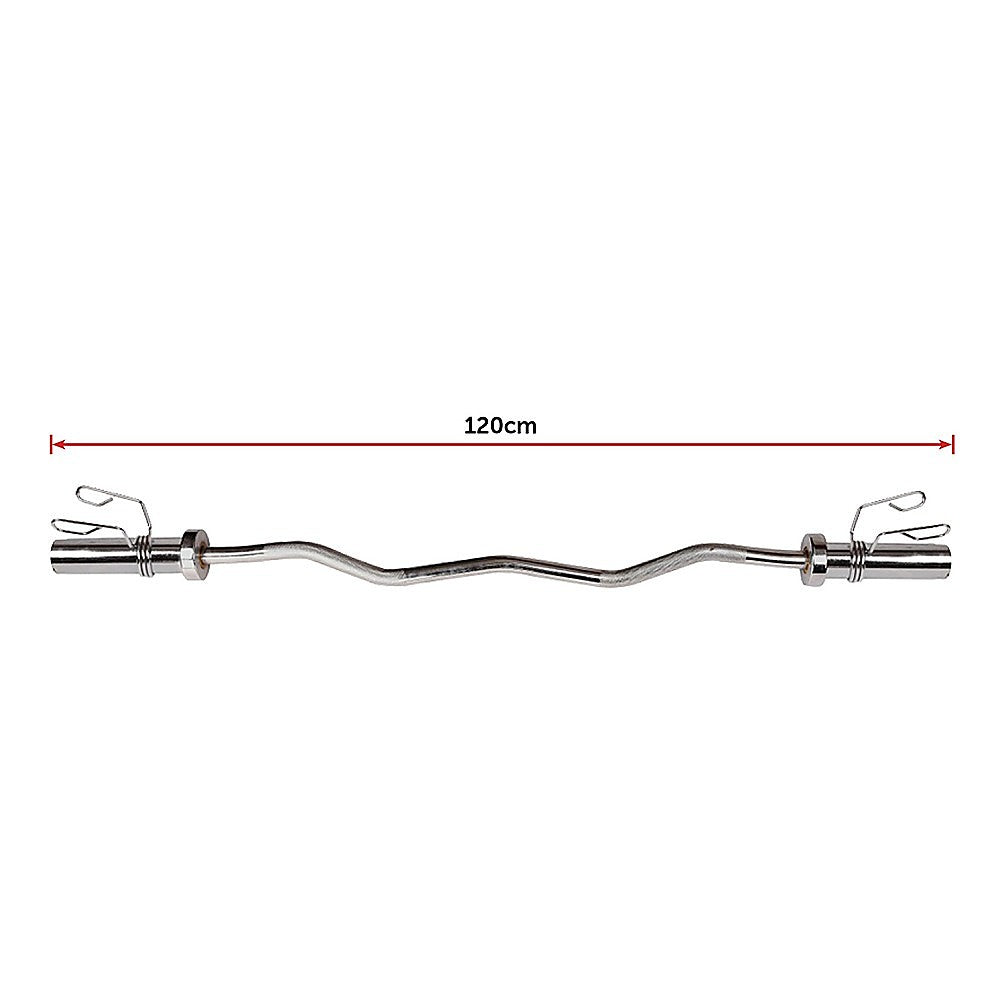 120cm Chrome Olympic EZ Curl Bar – Weightlifting Barbell for Home Gym & Bodybuilding