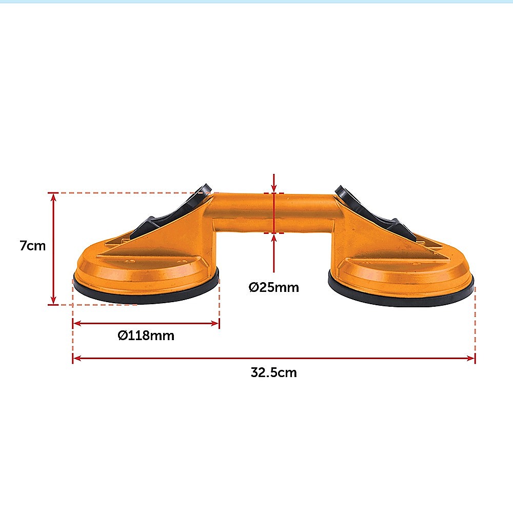 2x 100kg Aluminum Alloy Double Locking Suction Cup Glazer Glass Sucker Lifter
