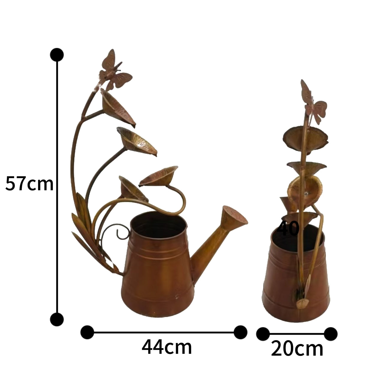 Decorative Rust Watering Can w Lilypads 57cm