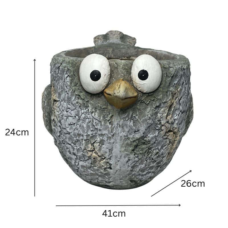 Curious Bird Planter W Hole & Plug 41x24cm