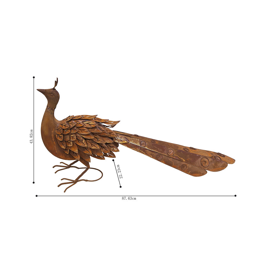 Rust Peacock Garden Statue 88x44cm
