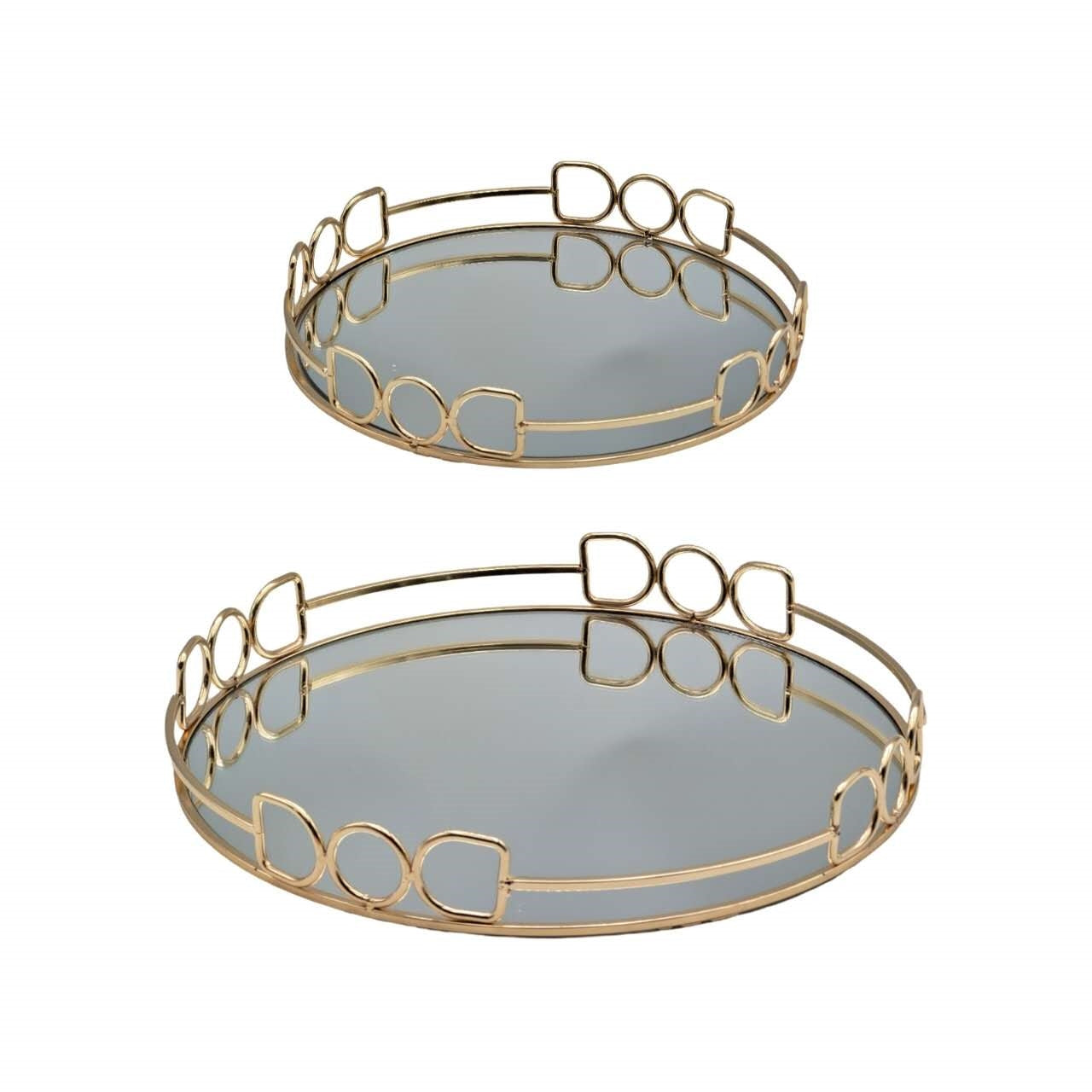 Round Mirror Tray Champagne Gold 30cm