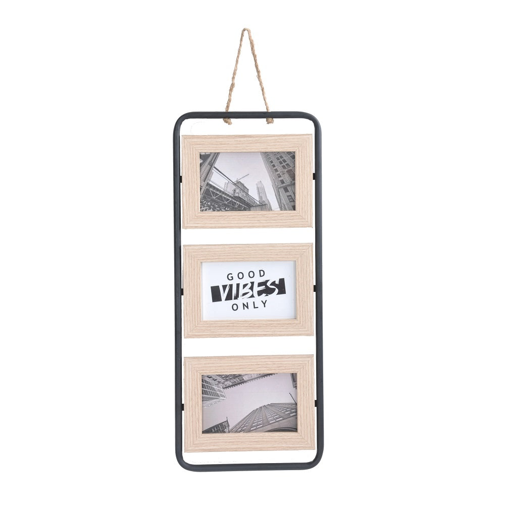 Hanging 3 Photo frame 4x6in Black & Natural 52cm