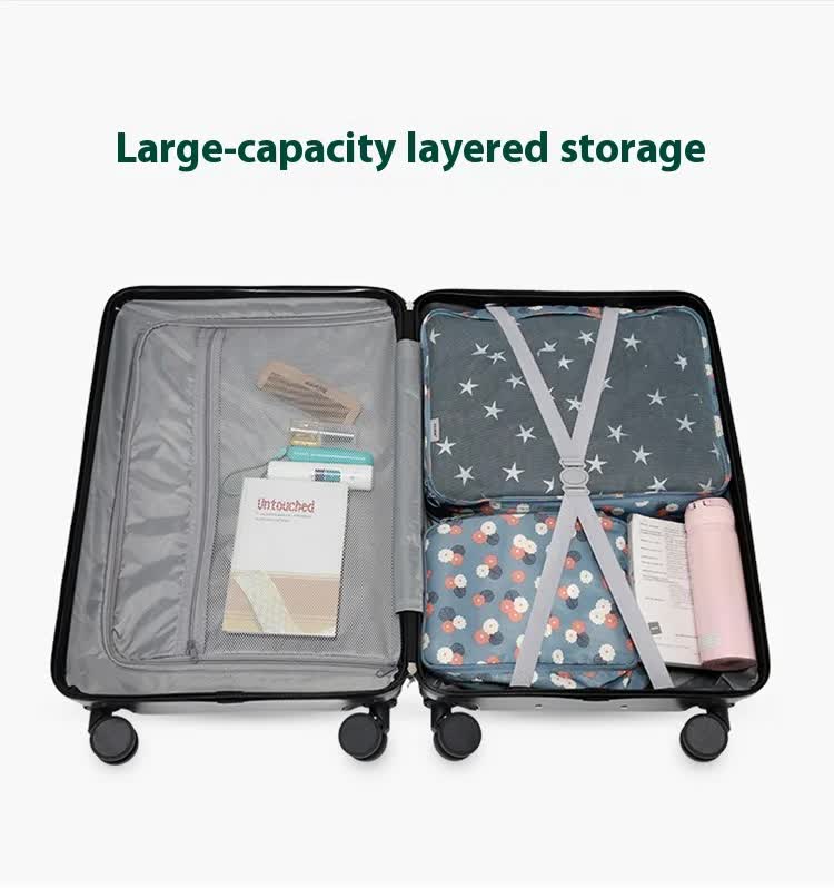 Smart Carry-On Luggage with Cup Holder & USB Charging Port - Pink Color Spinner Suitcase for Travel Convenience 24 inch