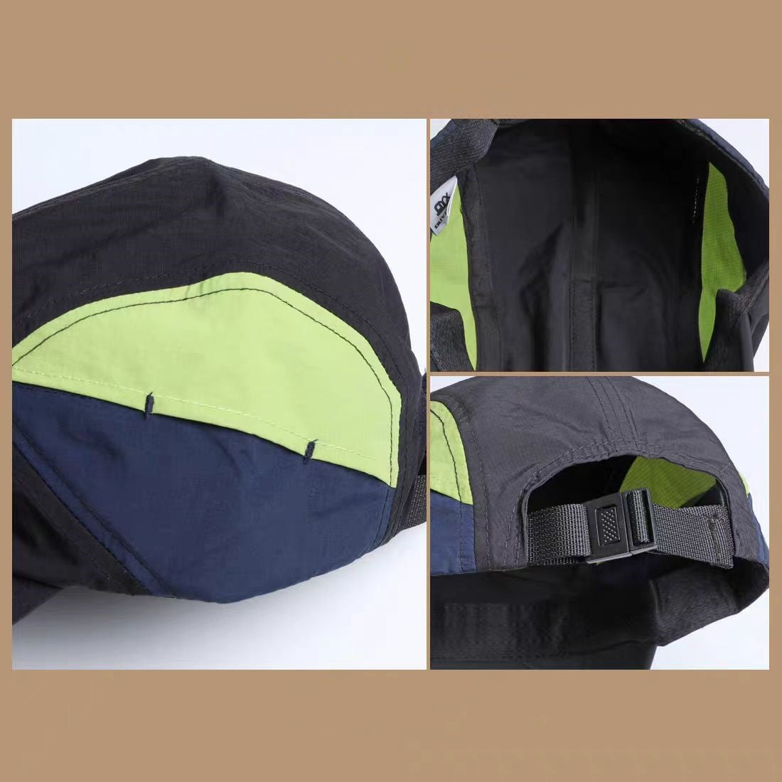 Black And Green Lightweight Sports Baseball Cap | Quick-Dry, Waterproof, Breathable | Outdoor Camping Cap