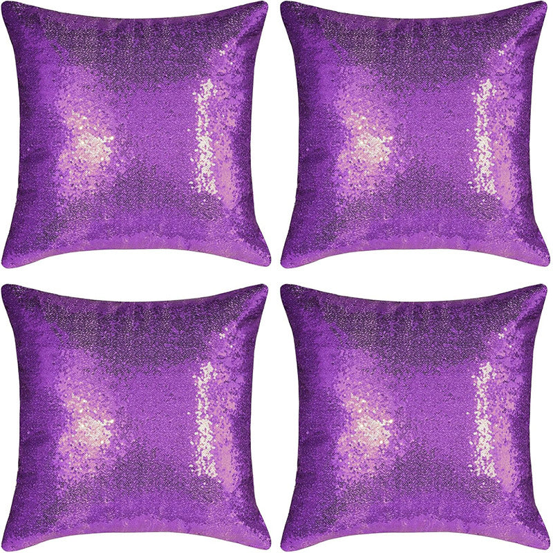 Shiny Sequin Pillowcase - Single-sided gorgeous pillowcase (Purple pair: 40x40cm)