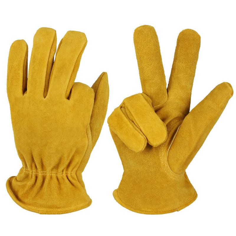 M Coffee Durable Cowhide Work Gloves - Insulated Windproof Anti-Slip for Outdoor Handling & Cycling
