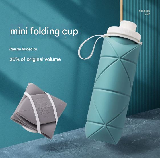 Pink Portable Silicone Collapsible Water Bottle - Foldable Sports Cup for Cycling and Outdoor Fitness