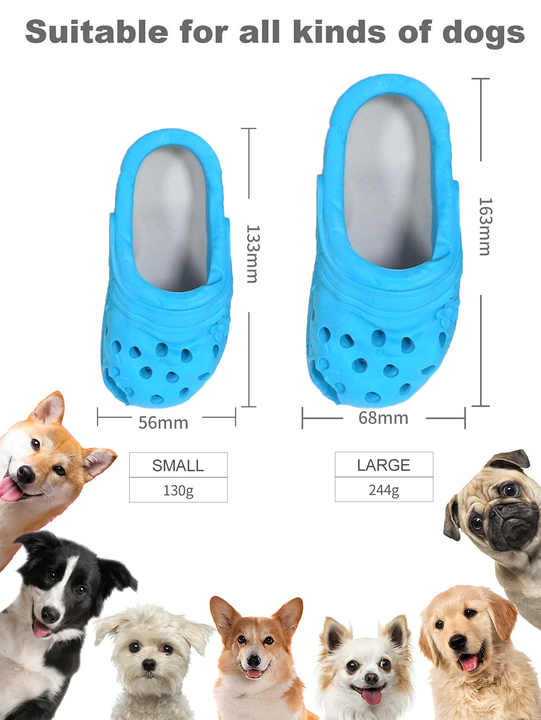 Size S Yellow Tough Slipper Dog Chew Toy - Natural Rubber Treat Dispenser & Teeth Cleaner for Interactive Play & Boredom Relief