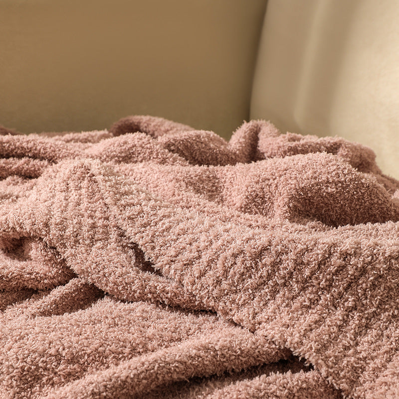 Navy Blue Solid Color Plush Knitted Blanket for Sofa and Office, 152 x 203 cm, 1150g