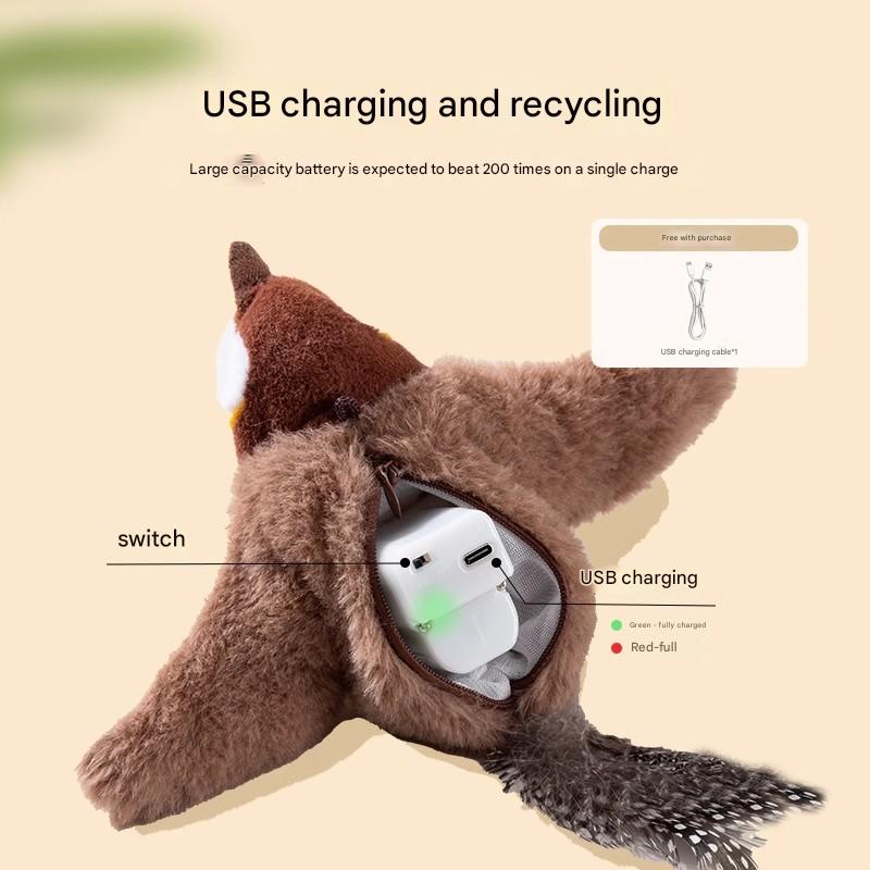 Interactive Flapping Wing Bird Toy for Cats & Dogs,Motion Activated with Sound(Bondi Blue Bird)