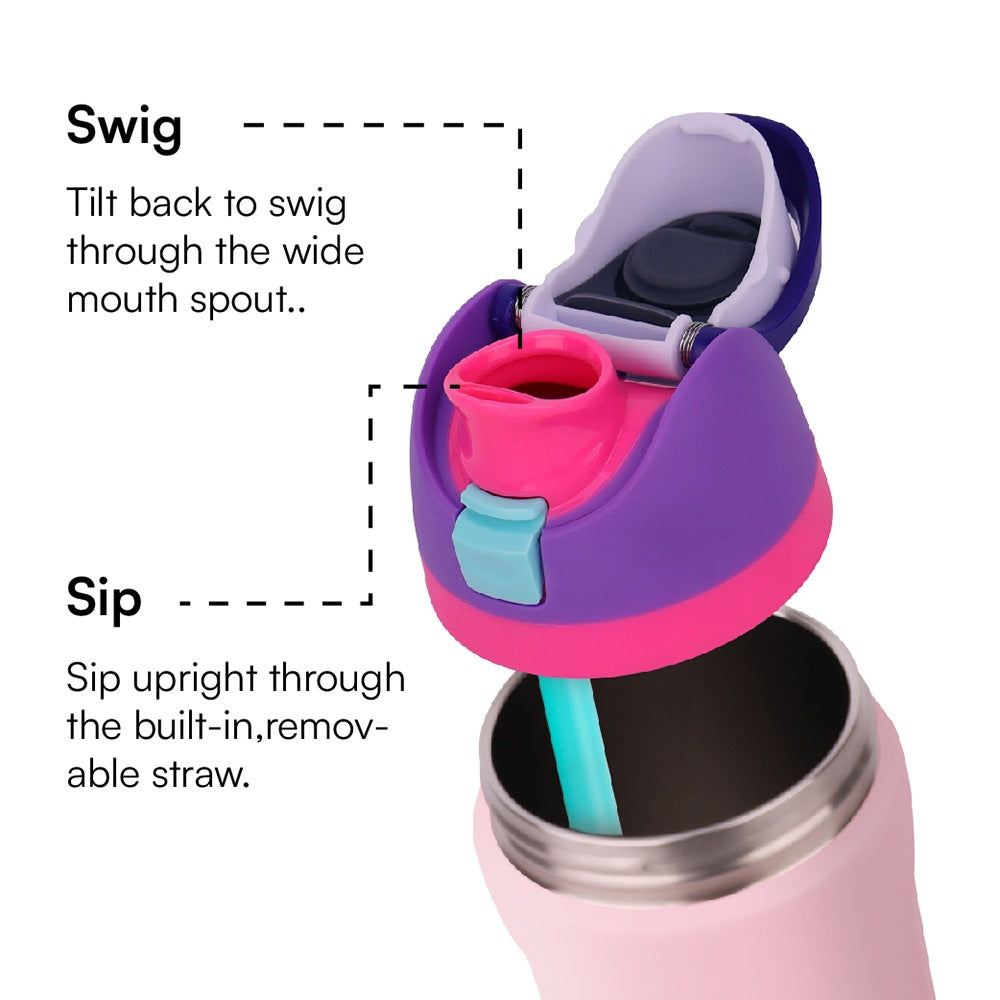 Pink 32oz 304 Stainless Steel Insulated Water Bottle - Dual-Drink Pop-Up Lid