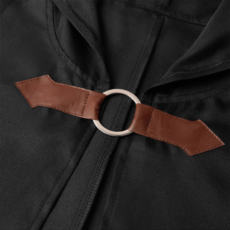 Blue Shadow Wanderer Hooded Cape - Premium Velvet Robe for Jedi, Wizard & Medieval Cosplay