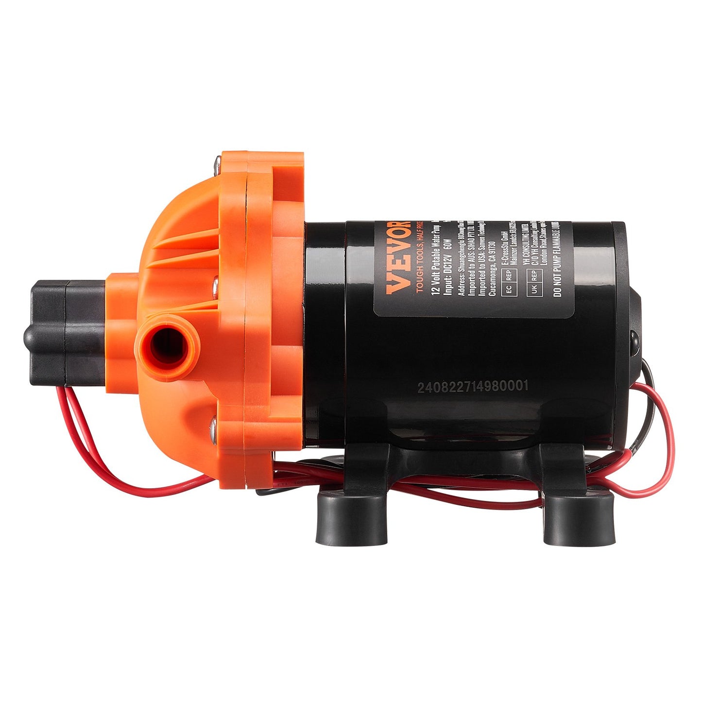 VEVOR Diaphragm Pump 1.8GPM 6.81 L/min 3-Chamber Water Pump Pressure Switch