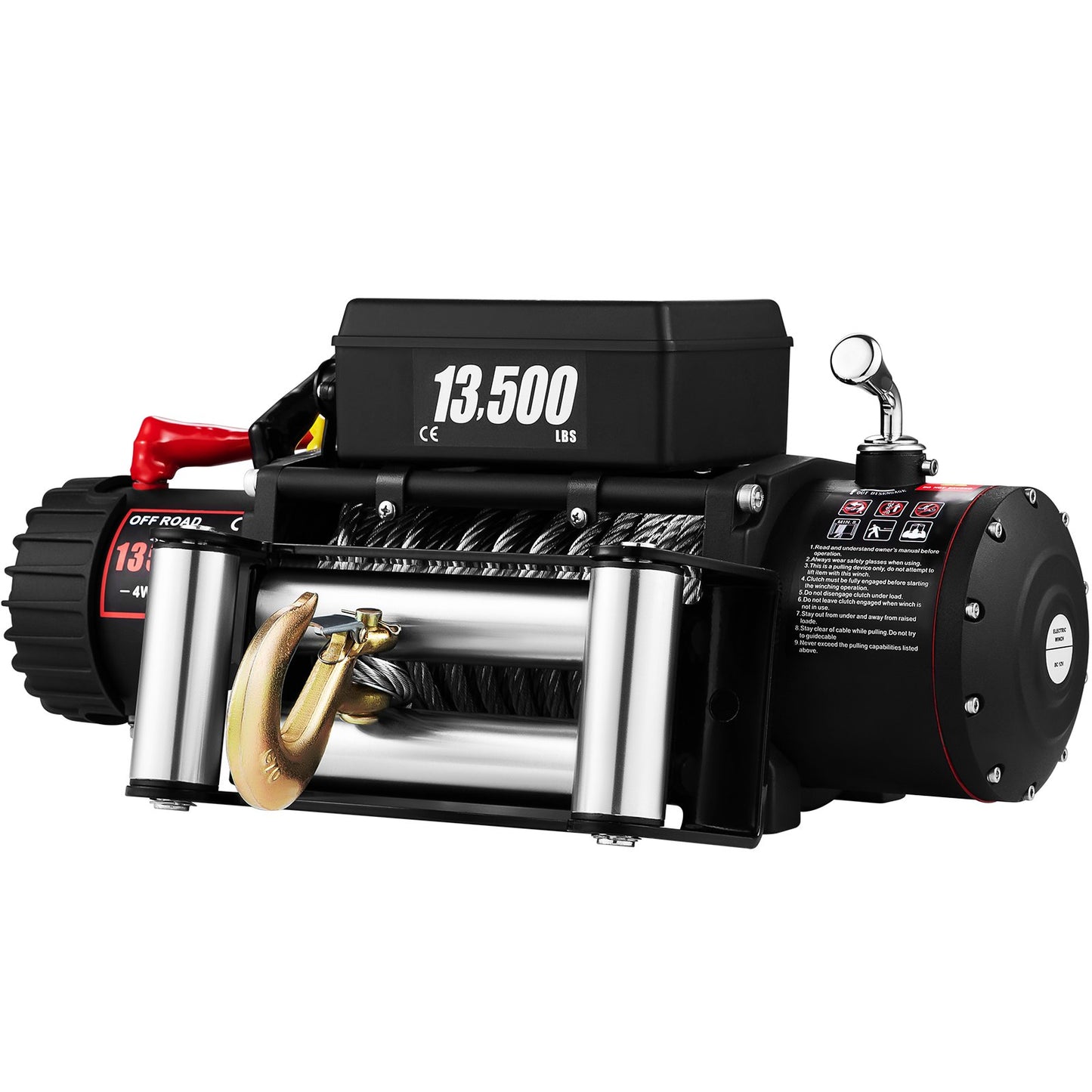 VEVOR Electric Winch 13500lb/6123kg, Steel Cable Recovery Winch 12V, Power Winch with Wireless Remote Control, Handlebar-Mounted Rocker and Powerful Motor for Boats, UTV, ATV Wrangler Accessories