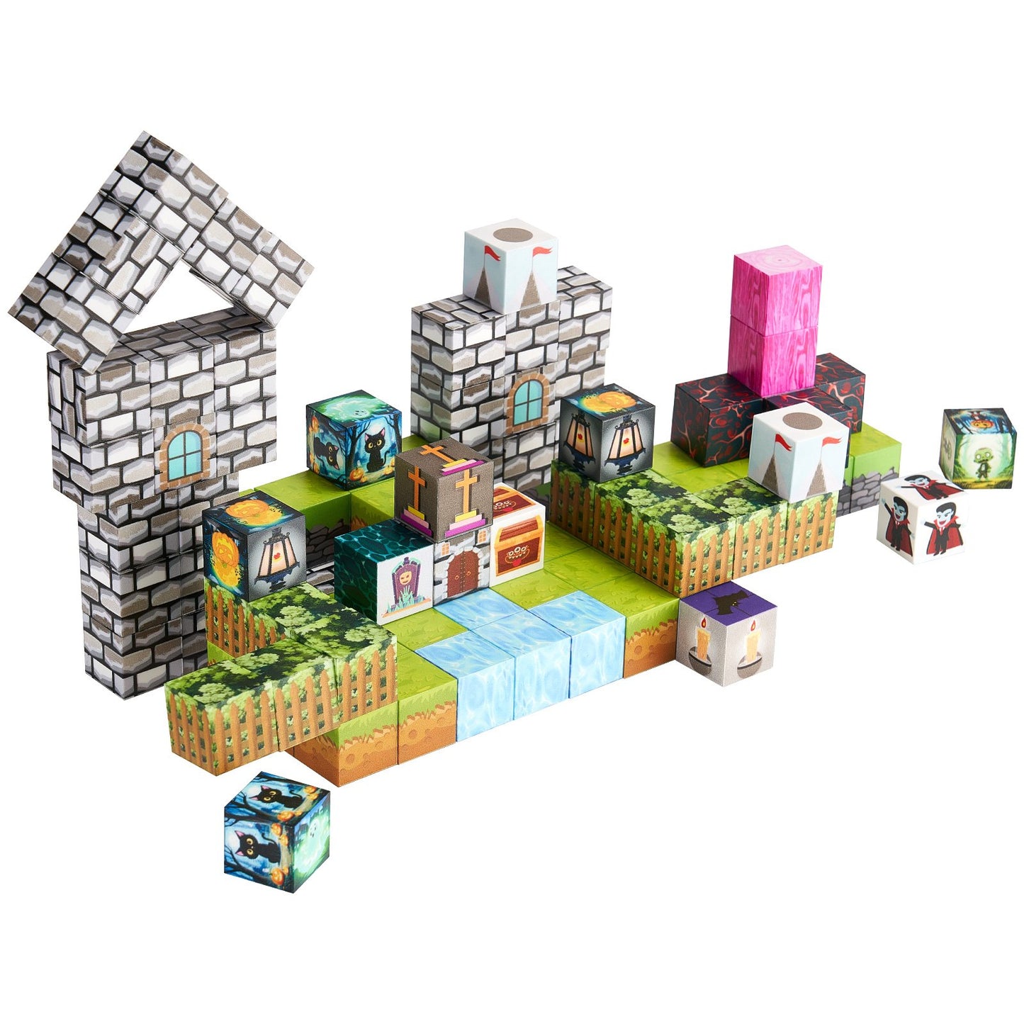 VEVOR Magnetic Blocks, 100 PCS Cemetery Zombies Set, Magnetic Building Cubes for Kids, STEM Montessori Sensory Toys for Christmas Birthday Gift, Construction Stacking Toy for 3+ Years Old Boys & Girls