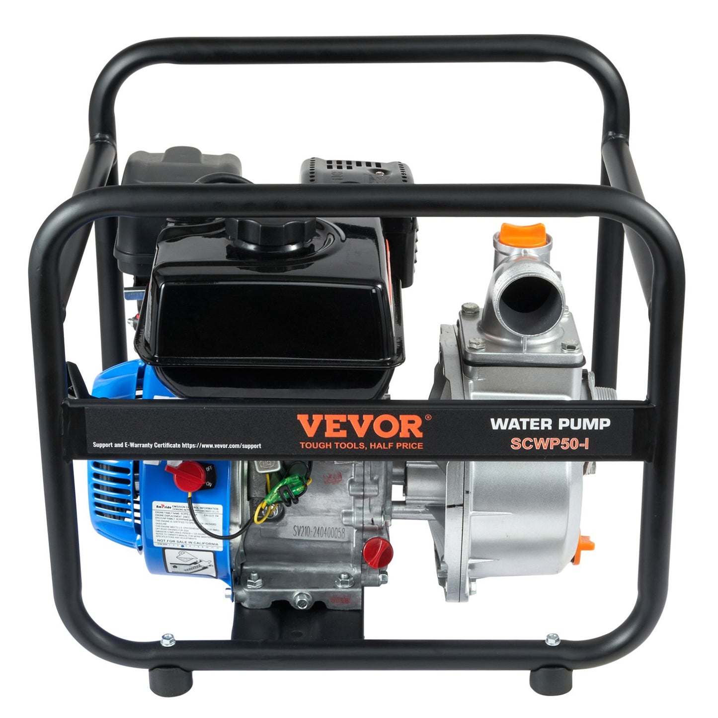 VEVOR Gasoline Engine Water Pump Gas Powered Transfer Pump 50 mm 6.5HP 4-Stroke
