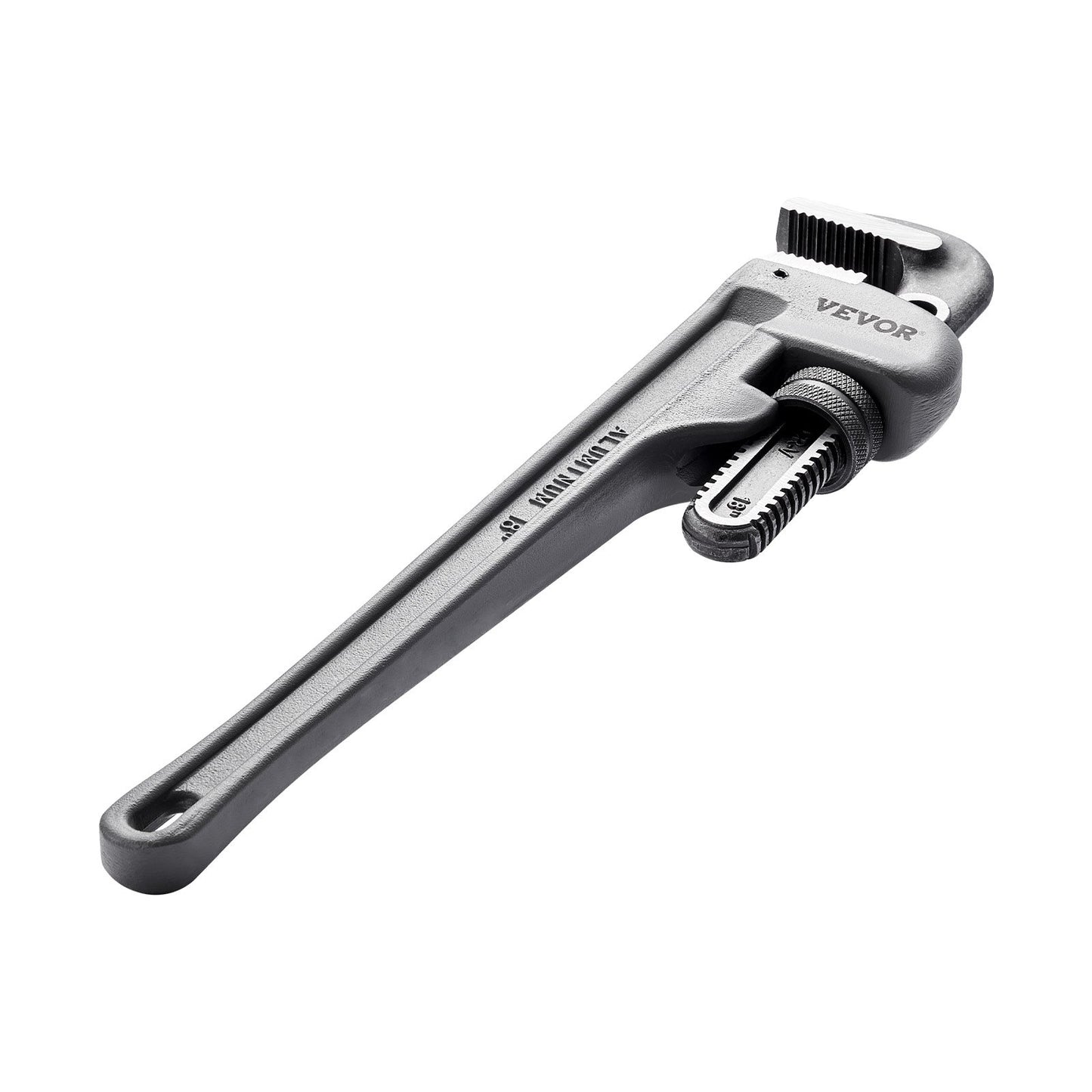 VEVOR Pipe Wrench, 18" Aluminum Straight Pipe Wrench, Adjustable Plumbing Wrench, with High Strength Jaw and Ergonomic Handle, Easy to Carry, Hangable Design, for Water Pipes, Automotive Repairs