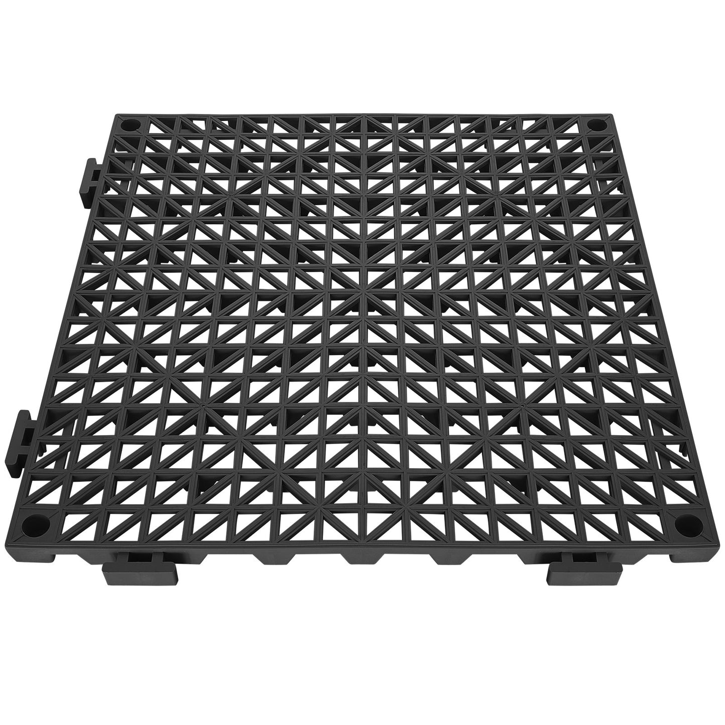 VEVOR Modular Interlocking Cushion, 55 Pack 30 x 30 cm Splicing Drainage Mats, PVC Interlocking Drainage Floor Tiles, Non-Slip Drainage Holes for Restroom, Bathroom, Kitchen, Pool, Wet Area, Black