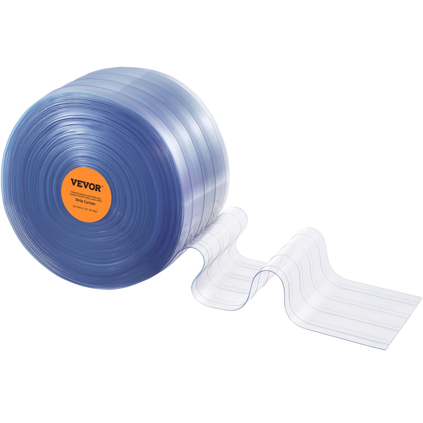 VEVOR Strip Curtain, 4572 cm Length x 20 cm Width x 2 mm Thickness, Clear Ribbed PVC Curtain Strip Door Bulk Roll, Plastic Door Strips for Doorways of Supermarket, Garage, Warehouse, Barn, Pet House