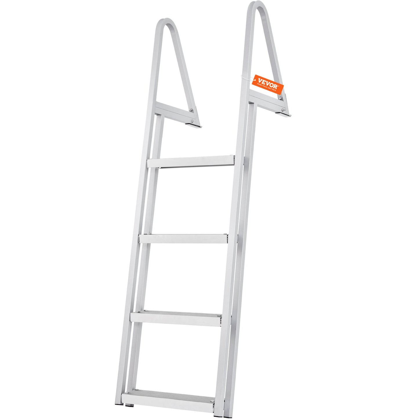 VEVOR Dock Ladder, Removable 4 Steps, 350 lbs Load Capacity, Aluminum Alloy Pontoon Boat Ladder with 4'' Wide Step & Nonslip Mat, Easy to Install for Ship/Lake/Pool/Marine Boarding