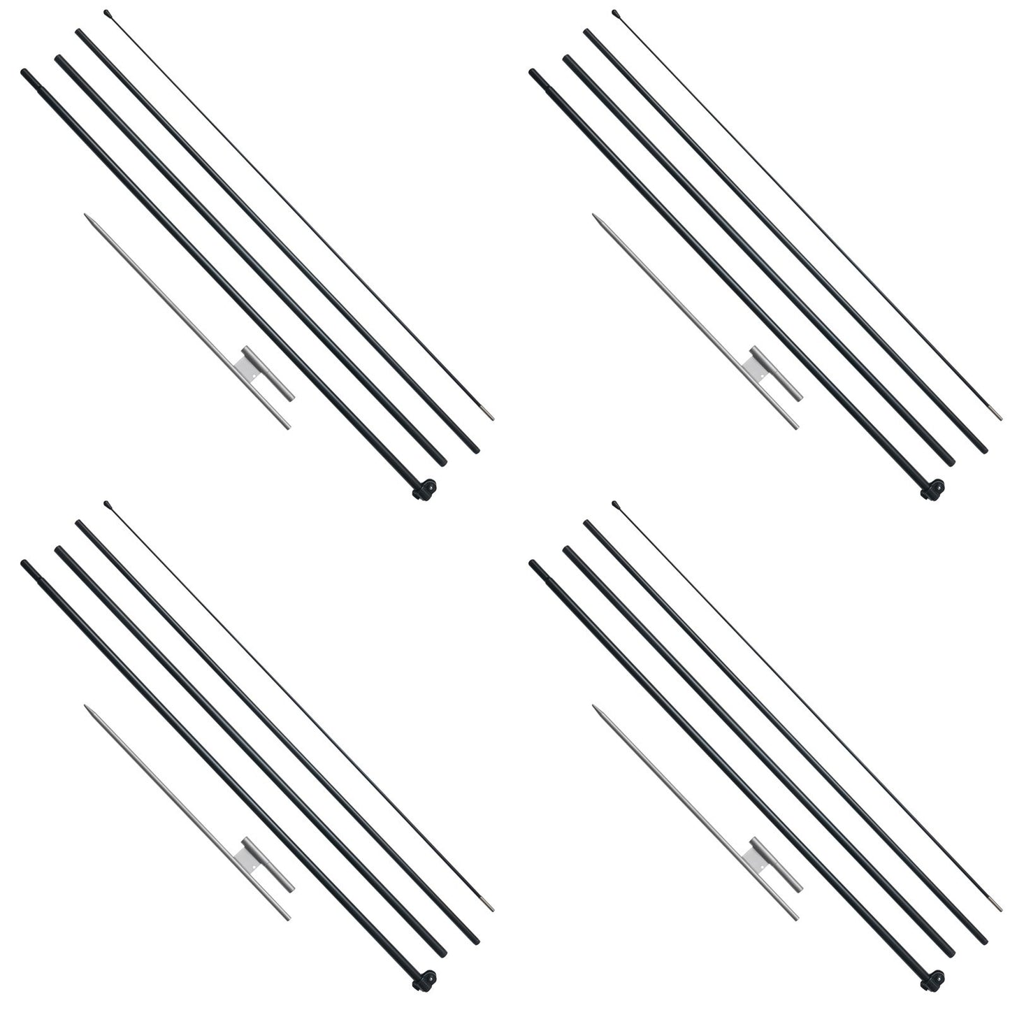 Feather Flag Pole Kit 4 Packs Swooper Flag Pole 16.3 ft with Ground Stakes