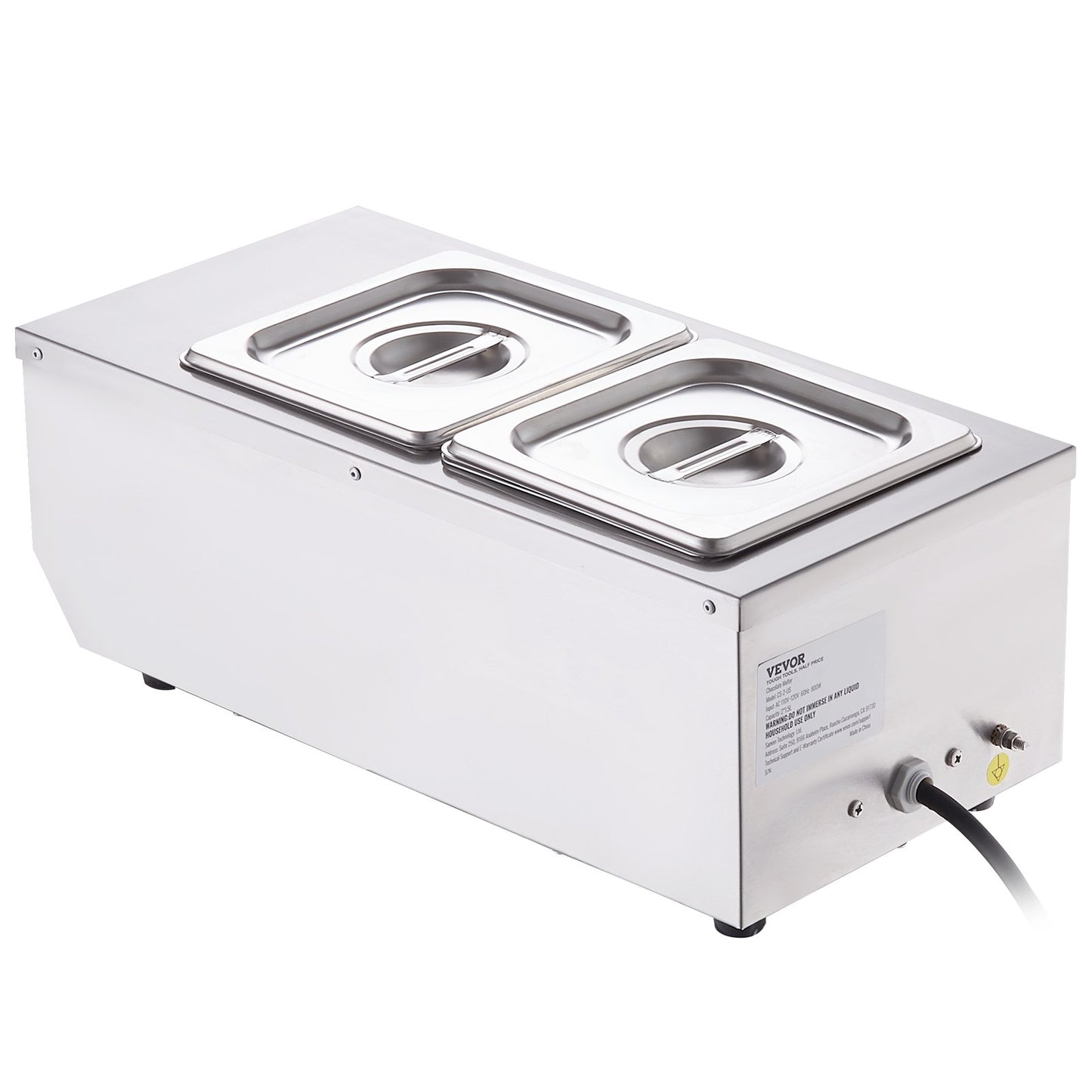 VEVOR Chocolate Tempering Machine, 2 Tanks Chocolate Melting Pot with TEMP Control, 800W Stainless Steel Electric Commercial Food Warmer For Chocolate/Milk/Cream Melting and Heating