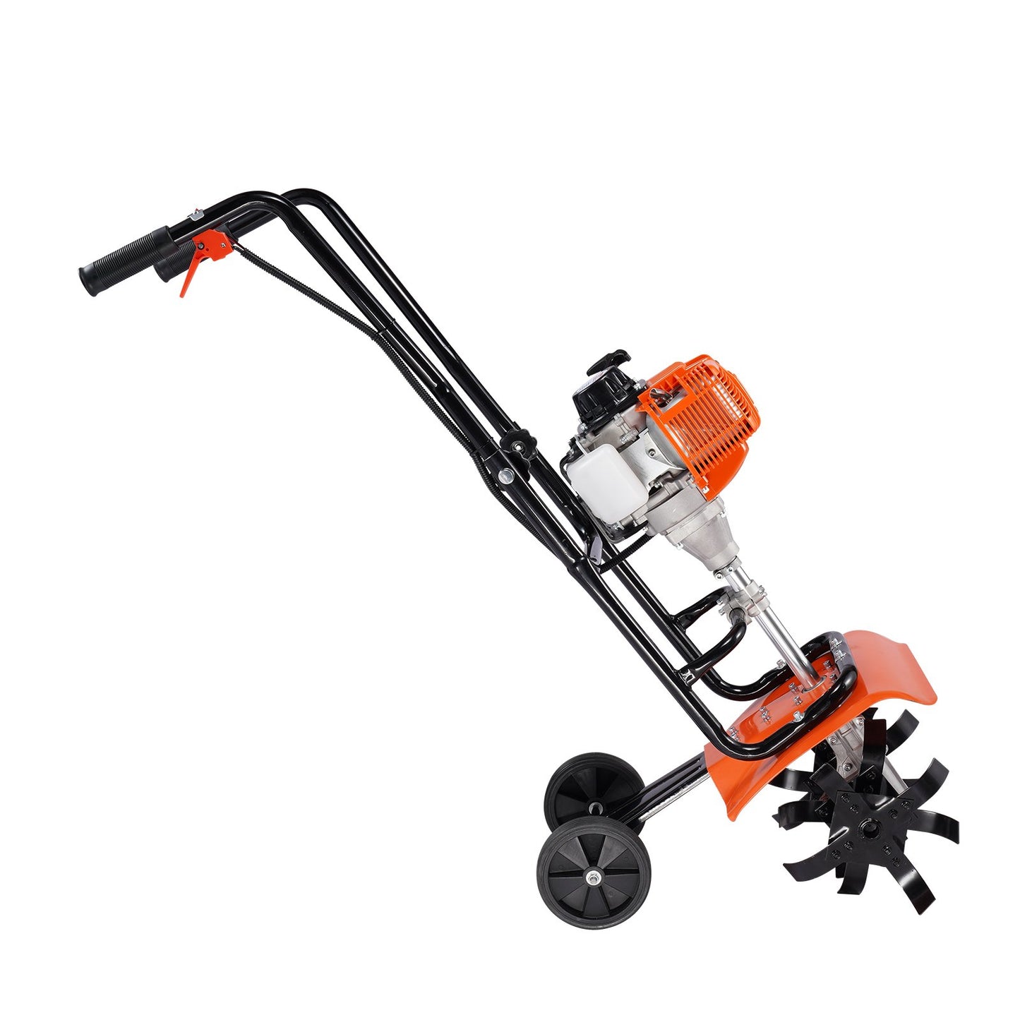 VEVOR Tiller Cultivator Gas Powered, 38CC 4-Stroke Garden Cultivator, Tiller with 4 Steel Adjustable Front Tines for Lawn, Garden and Field Soil Cultivation