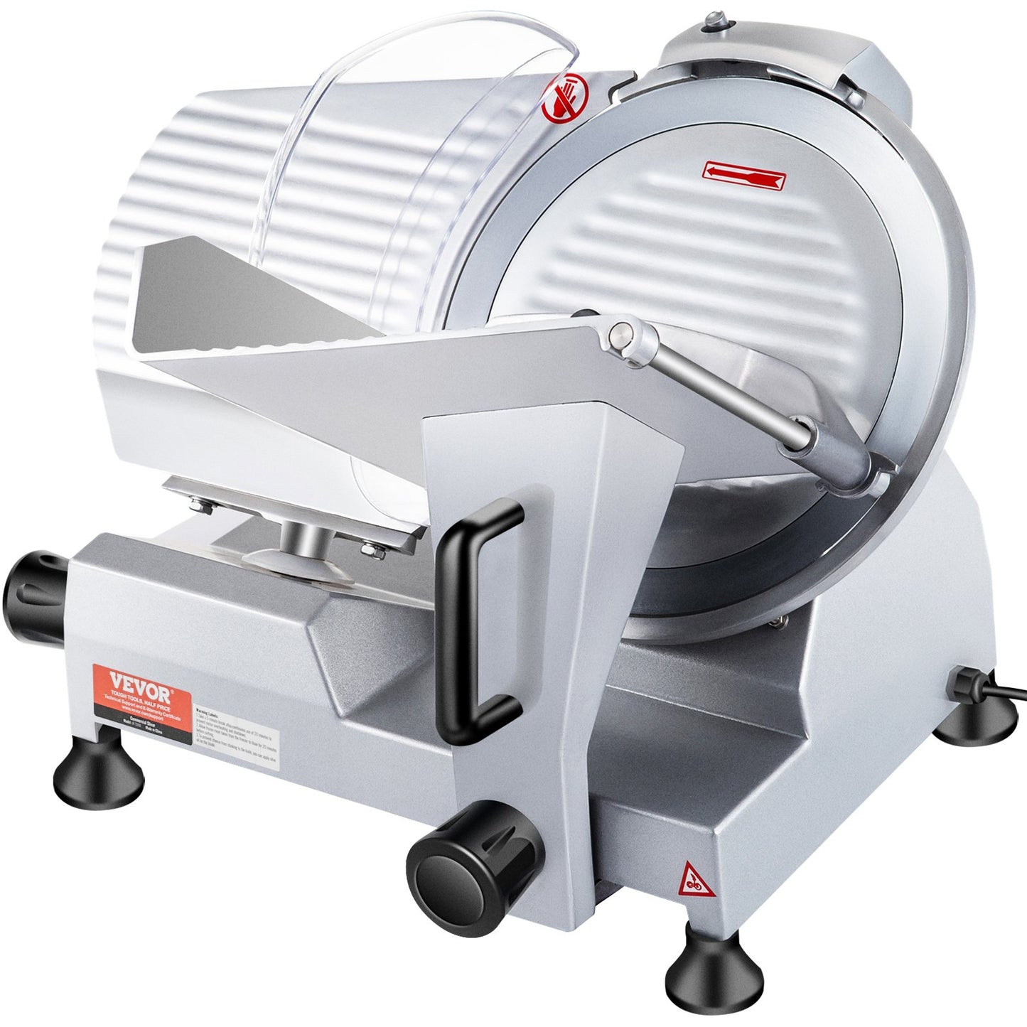 VEVOR Commercial Meat Slicer, 240W Electric Deli Food Slicer, 10 inch Carbon Steel Blade Electric Food Slicer, 350-400RPM Meat Slicer, 0 - 0.47 inch Adjustable Thickness for Commercial and Home Use