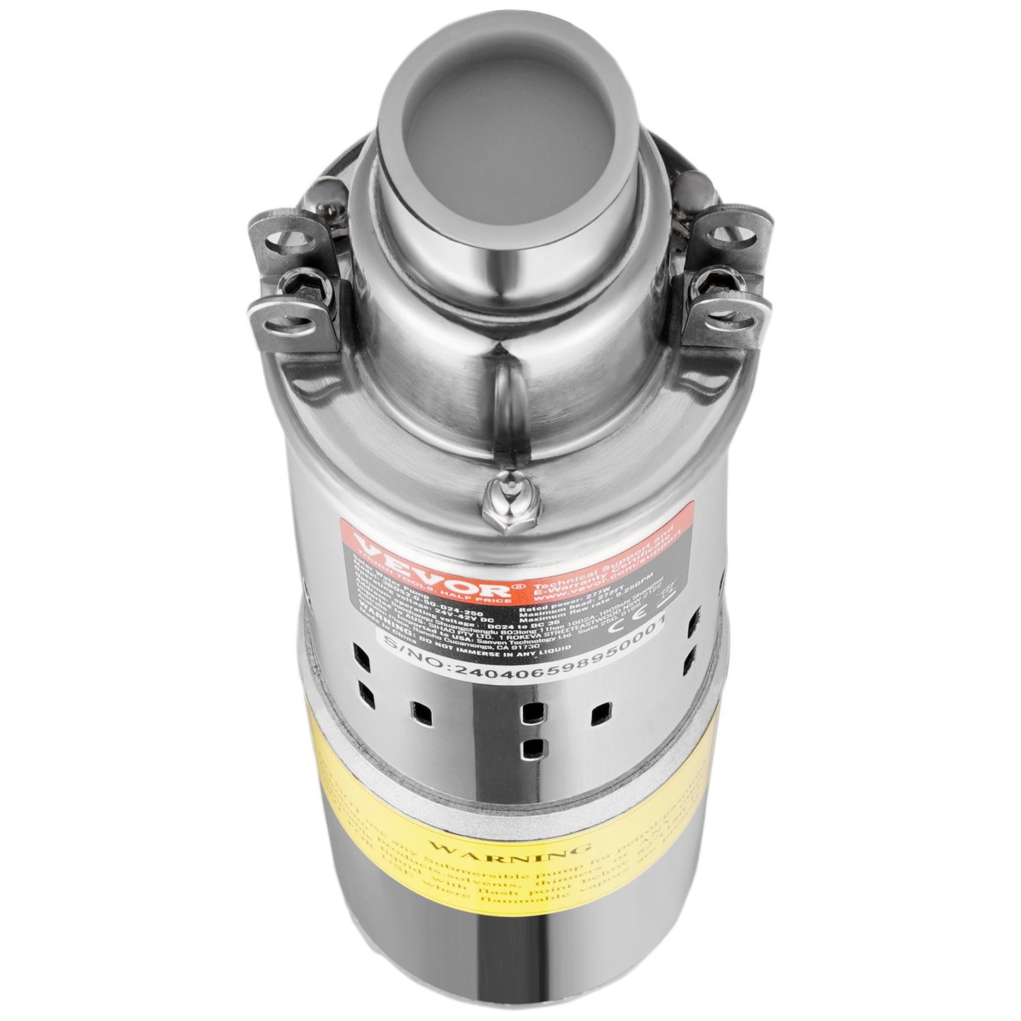 VEVOR Solar Water Pump, DC 277W Submersible Deep Well Pump, Max Flow 2.1 m³/H, Max Head 83 m, Max Submersion Depth 20 m, Solar Powered Water Pump for Well, Farm Ranch Irrigation, Livestock Drinking
