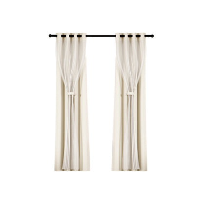 Artiss 2X 132x242cm Blockout Sheer Curtains Beige