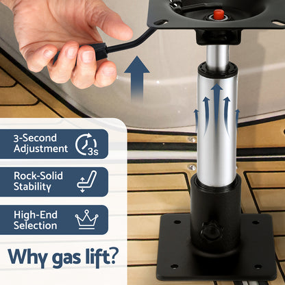 Seamanship Boat Seat Pedestal 34-46cm Adjustable Gas Lift 360 Degrees Swivel