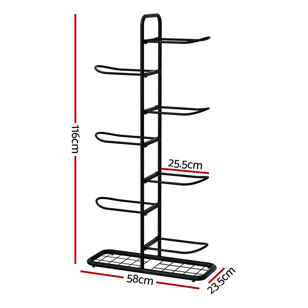 Everfit Ball Storage Rack Sports Equipment Organizer 7-Tier Holder for Garage Gym Black