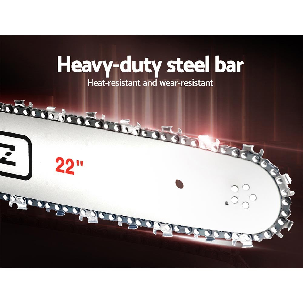 Giantz Chainsaw Petrol 62CC 22" Bar Commercial E-Start Pruning Chain Saw