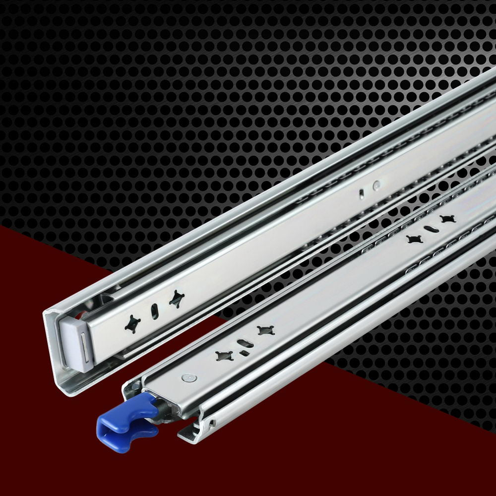 Giantz 2x Drawer Slides Heavy Duty Full Extension Locking 450-900mm Length