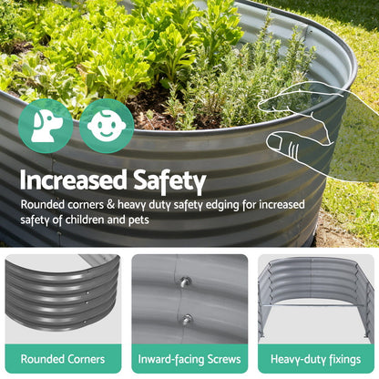 Green Fingers Garden Bed 240X80X56cm Oval Planter Box