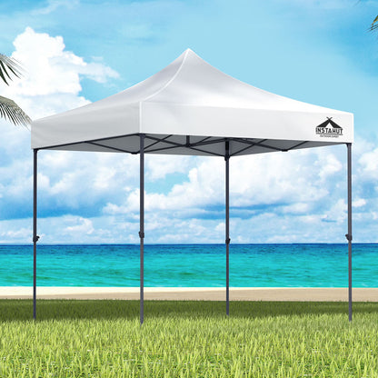 Instahut Gazebo Pop Up 3x3m w/Base Podx4 Marquee Folding Outdoor Wedding Camping Tent Shade Canopy White