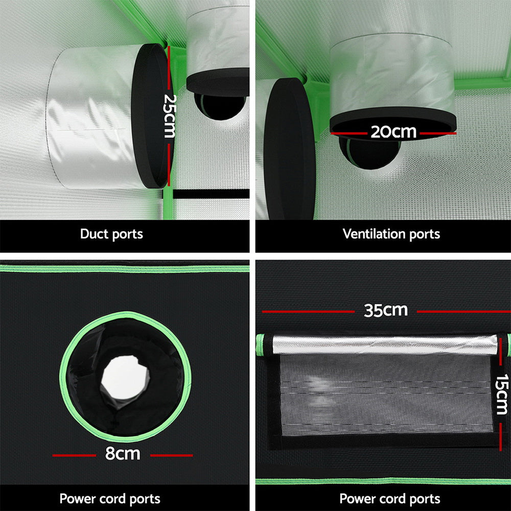 Green Fingers Grow Tent Kits 240x240x200cm Hydroponics Indoor Grow System Black