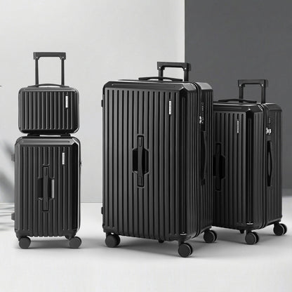 Wanderlite 4pcs Trunk Luggage Suitcase Set Travel Carry On TSA Lock Black