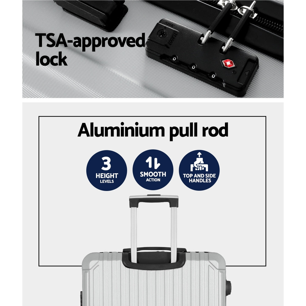 Wanderlite 28-inch Luggage Set with TSA Lock�ABS Hard Shell Travel Suitcase Organiser Luggage Case Light Grey